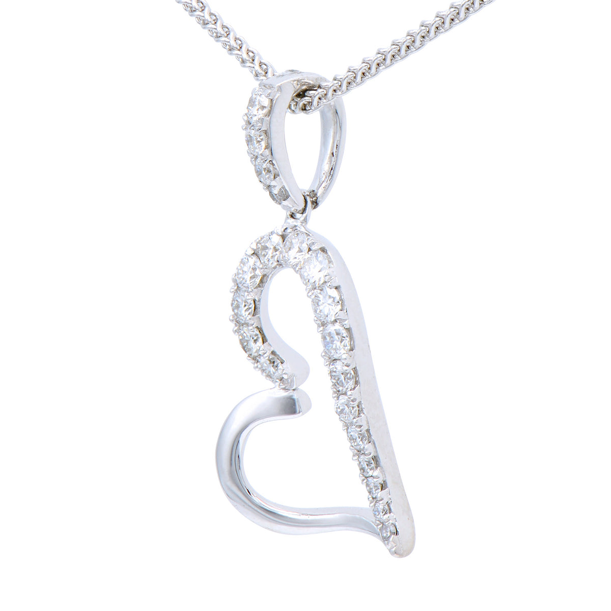 18K White Gold Diamond Heart Pendant, 0.2ct
