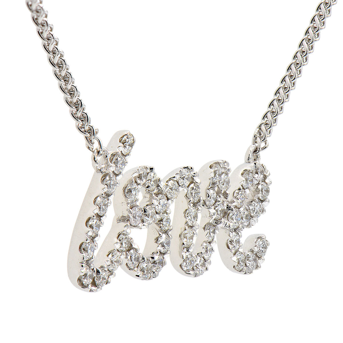 18K White Gold Diamond Love Pendant, 0.3ct