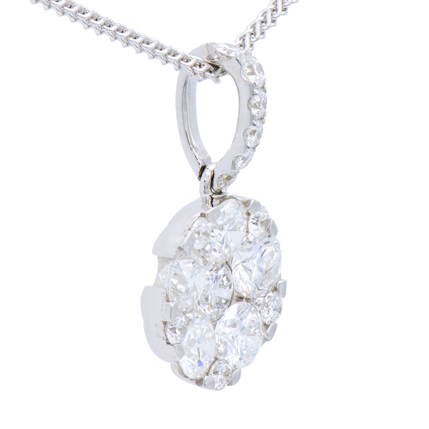 18K White Gold Diamond Pendant, 0.91ct
