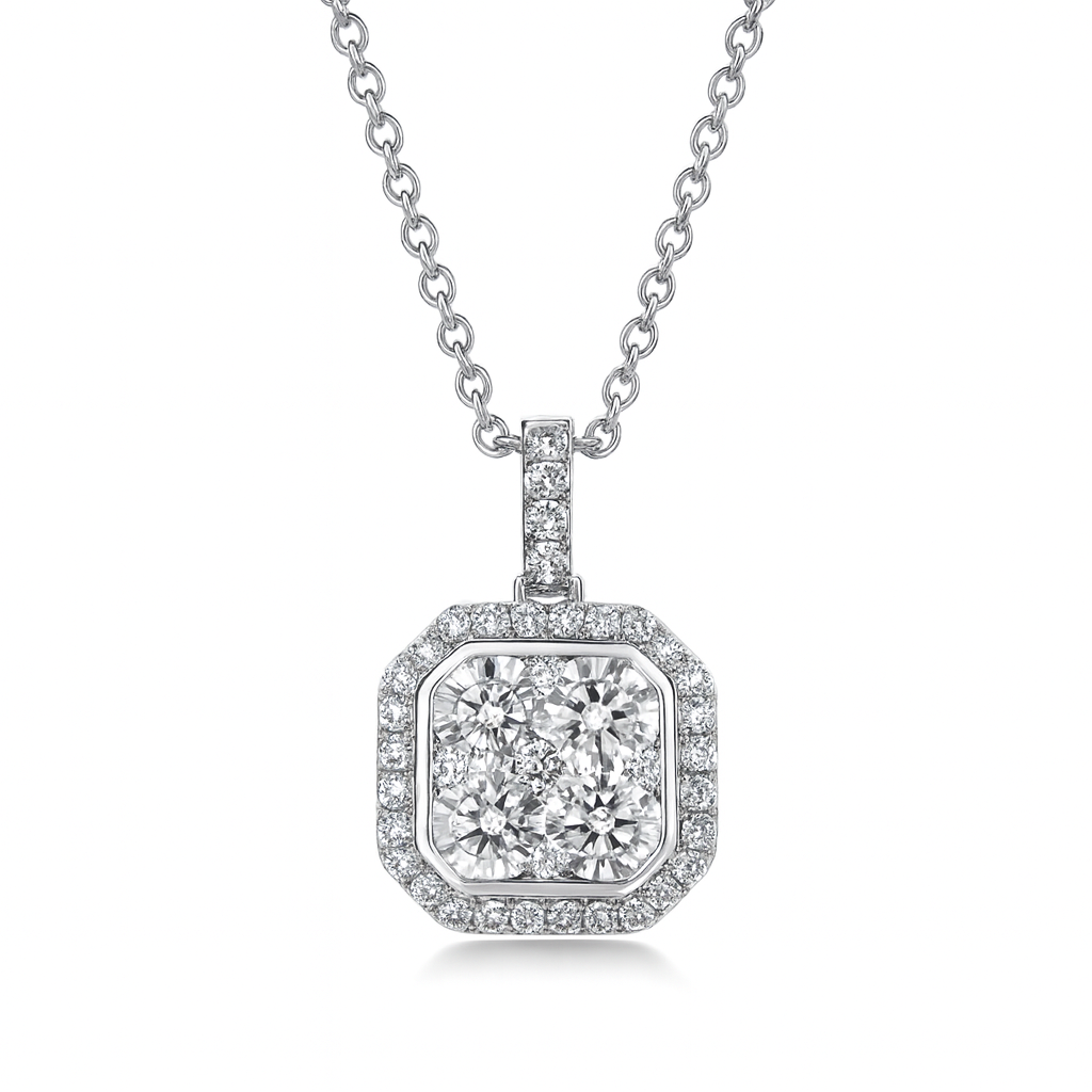 18K White Gold Diamond Pendant, 0.74ct