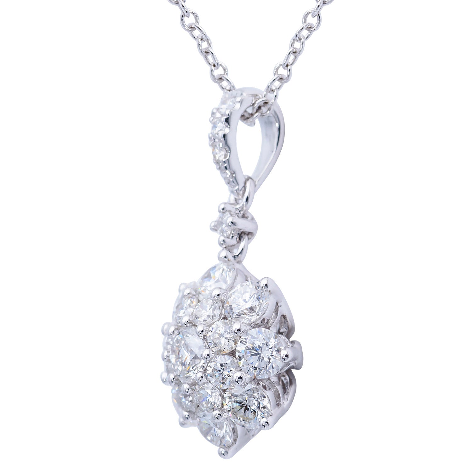 18K White Gold Diamond Pendant, 1.33ct