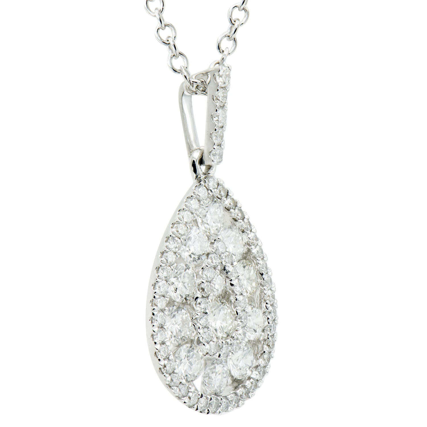 14K White Gold Diamond Pendant, 0.8ct