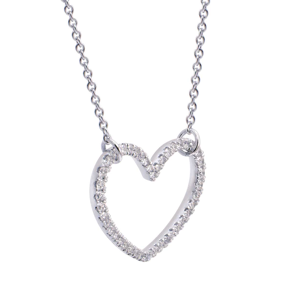 18K White Gold Diamond Heart Pendant, 0.27ct