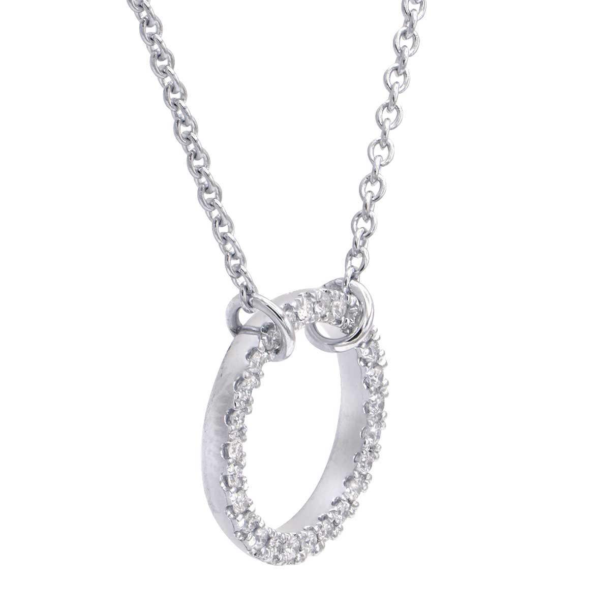 18K White Gold Diamond Pendant, 0.1ct