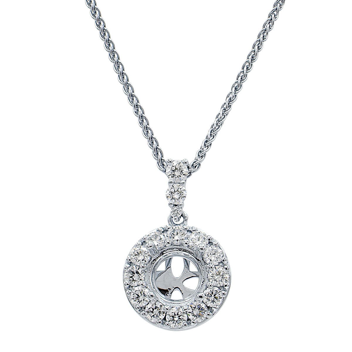 18K White Gold Diamond Pendant, 0.46ct