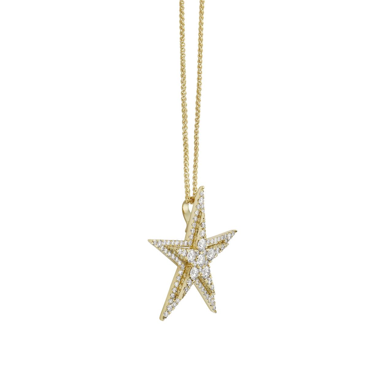 18K Yellow Gold Diamond Star Pendant, 0.87ct