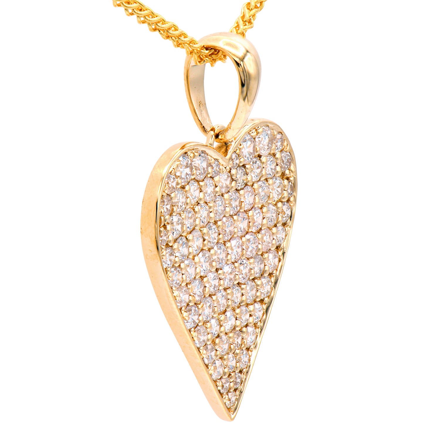 18K Yellow Gold Diamond Heart Pendant, 0.78ct