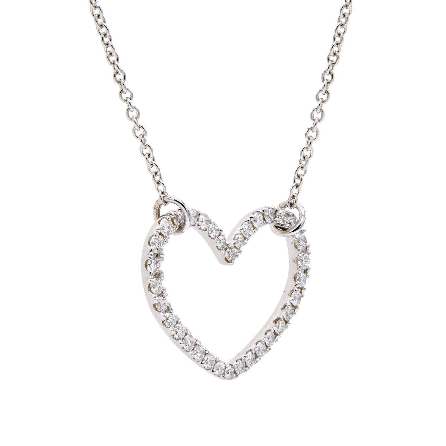 18K White Gold Diamond Heart Pendant, 0.32ct