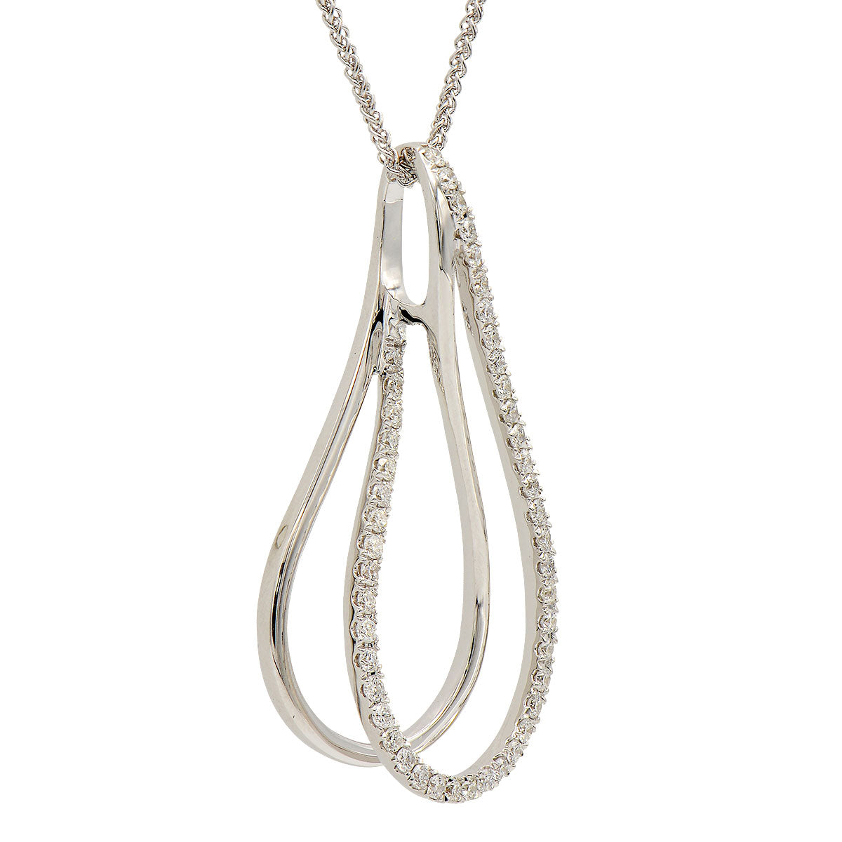 18K White Gold Diamond Pendant, 0.36ct