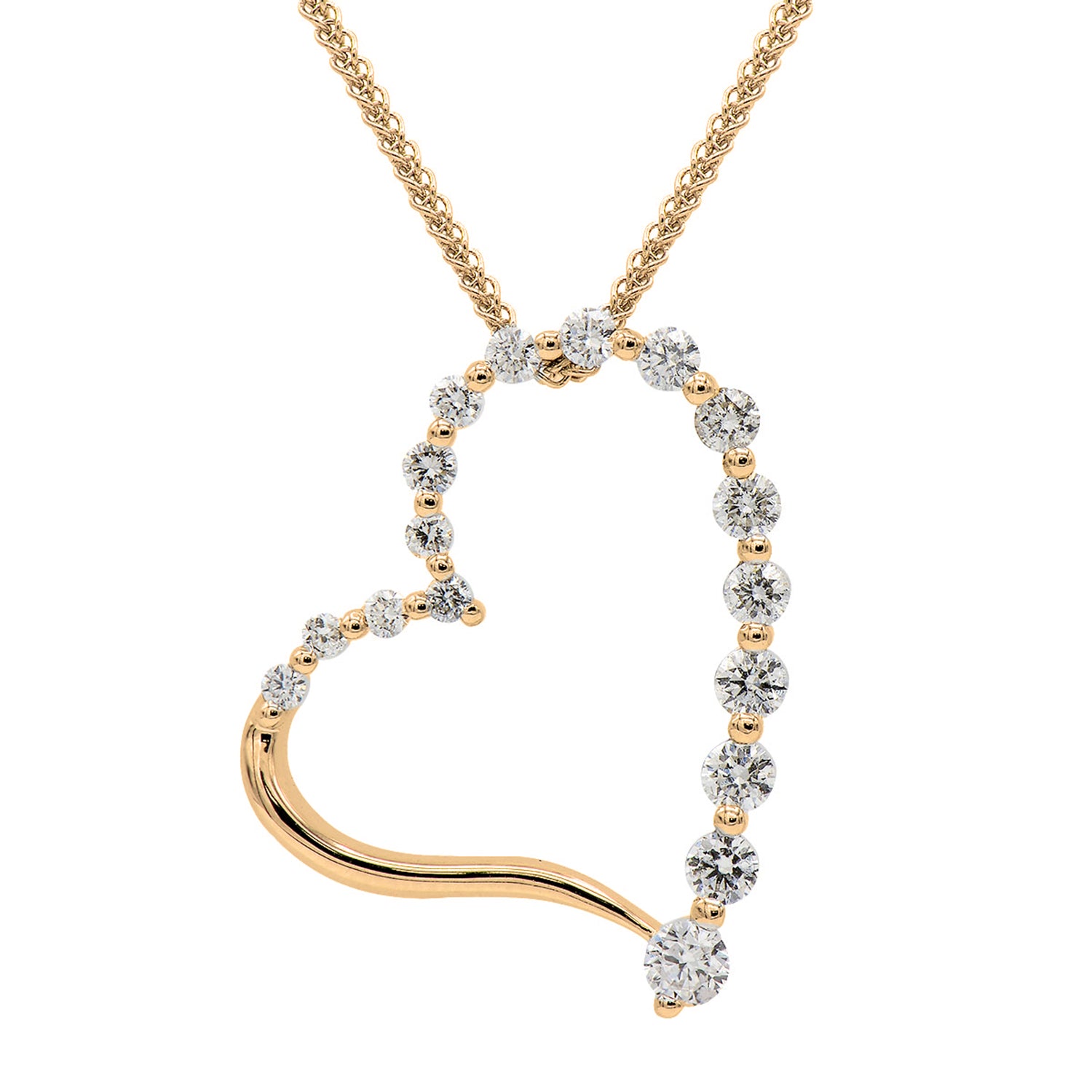 18K Yellow Gold Diamond Heart Pendant, 0.46ct