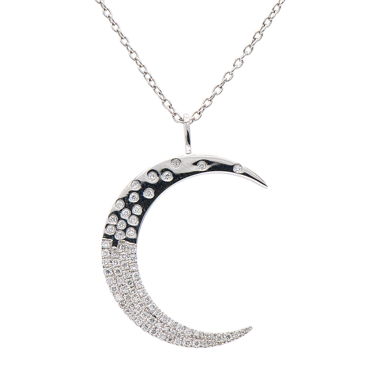 18KW Diamond Crescent Moon Pendant