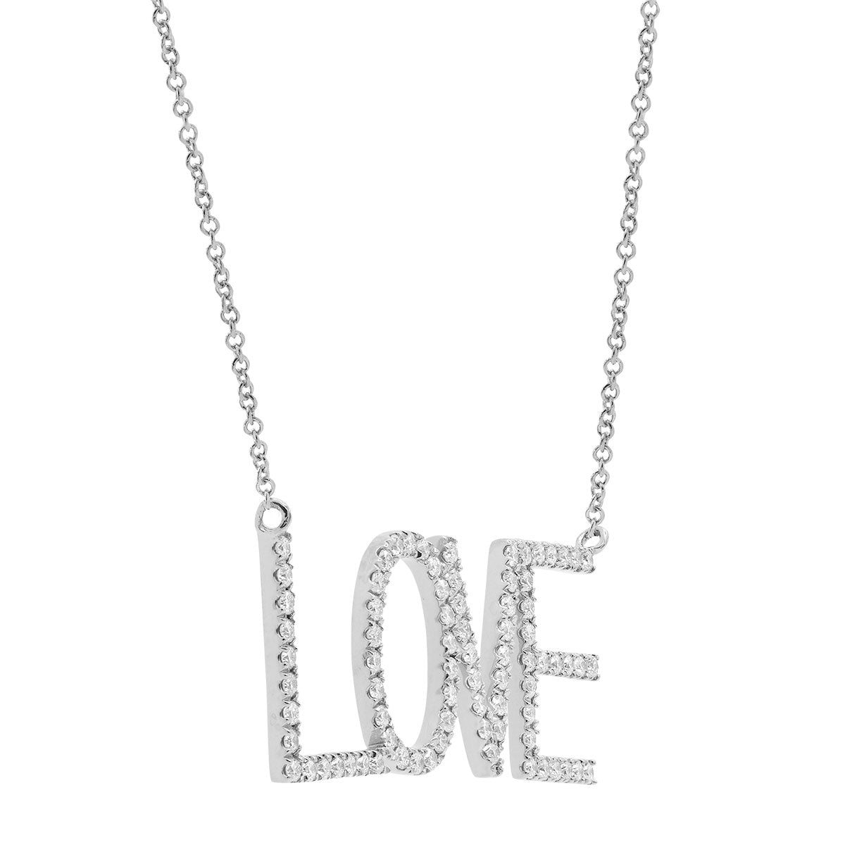 18K White Gold Diamond LOVE Pendant, 0.58ct