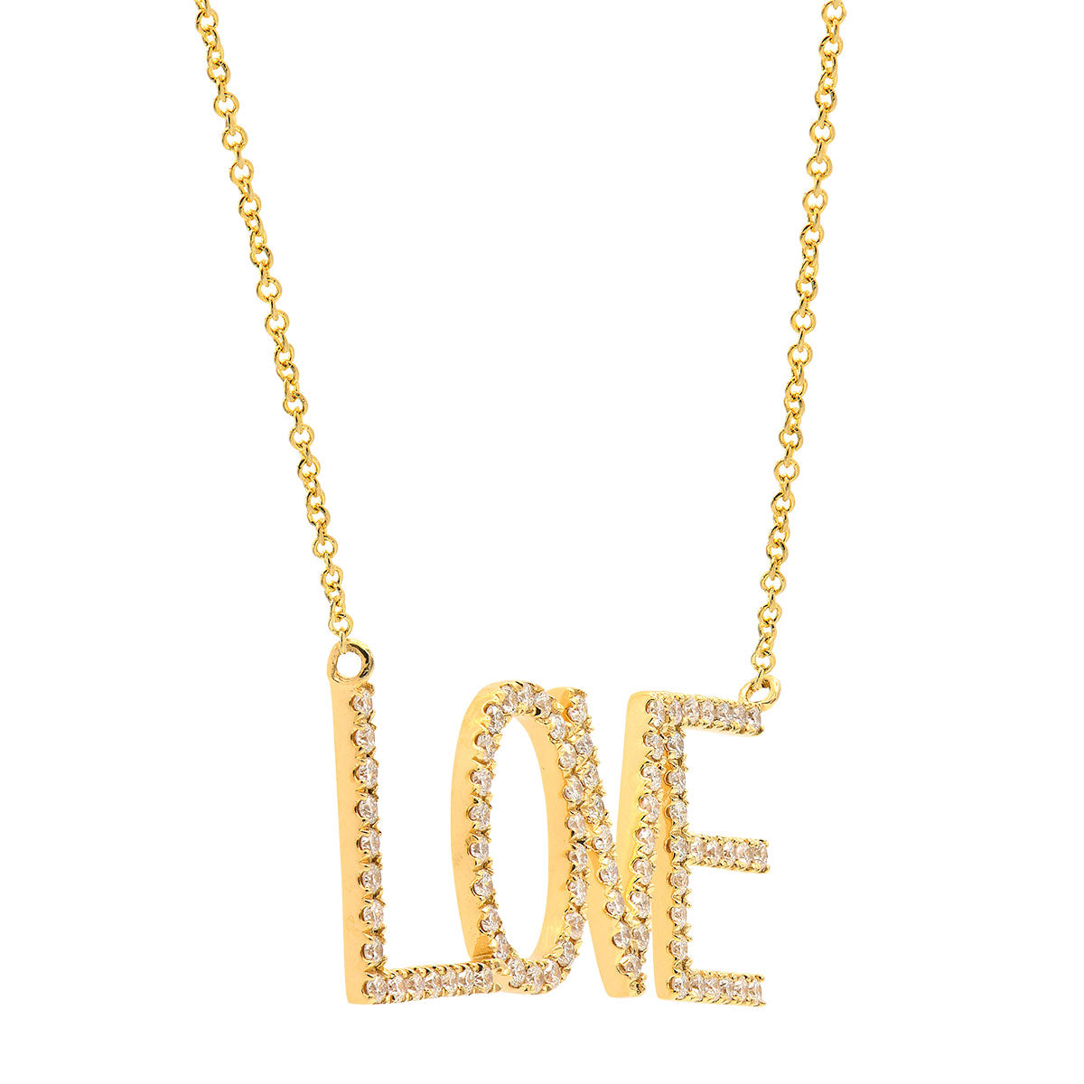 18K Yellow Gold Diamond LOVE Pendant, 0.64ct