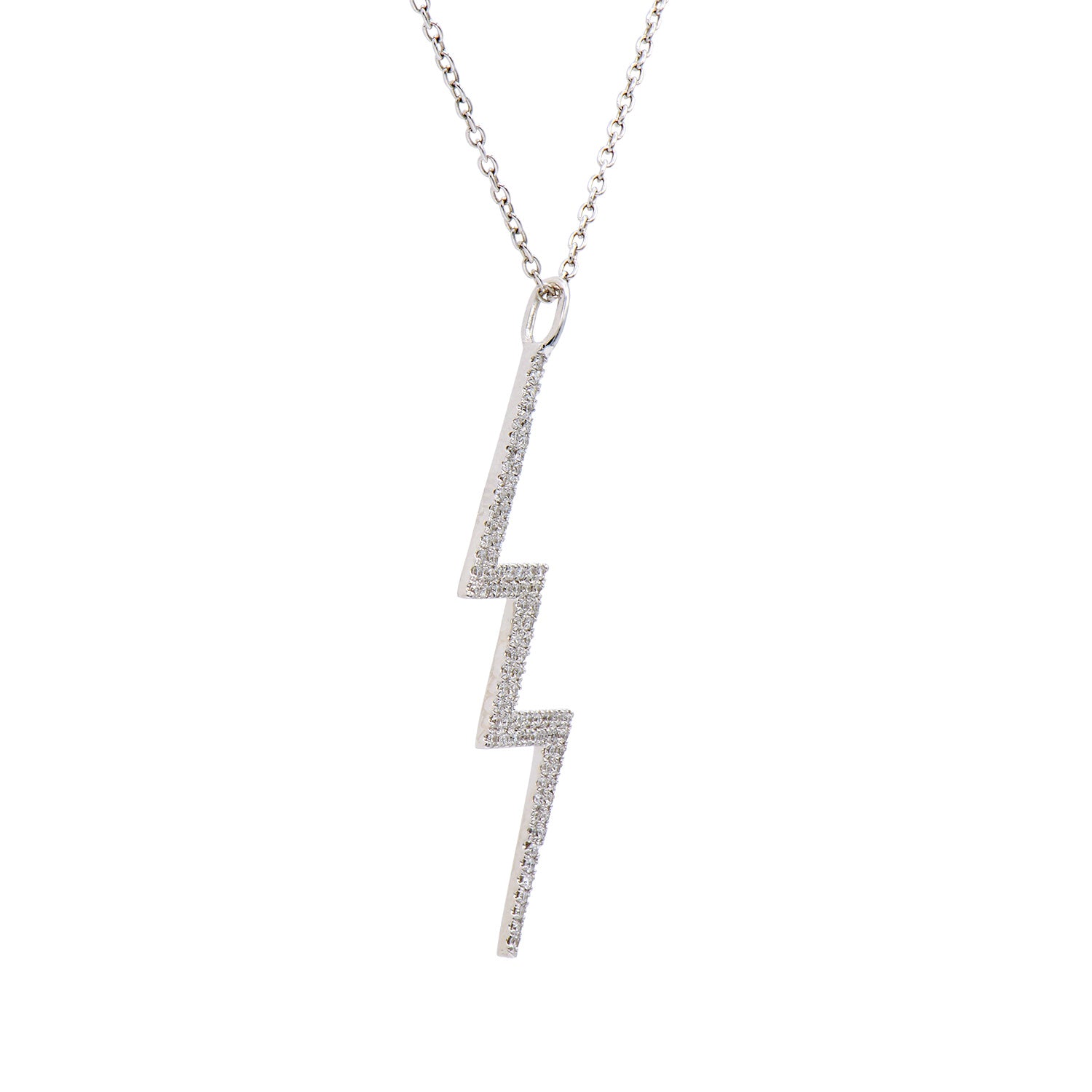 18K White Gold Diamond Lightning Pendant, 0.22ct