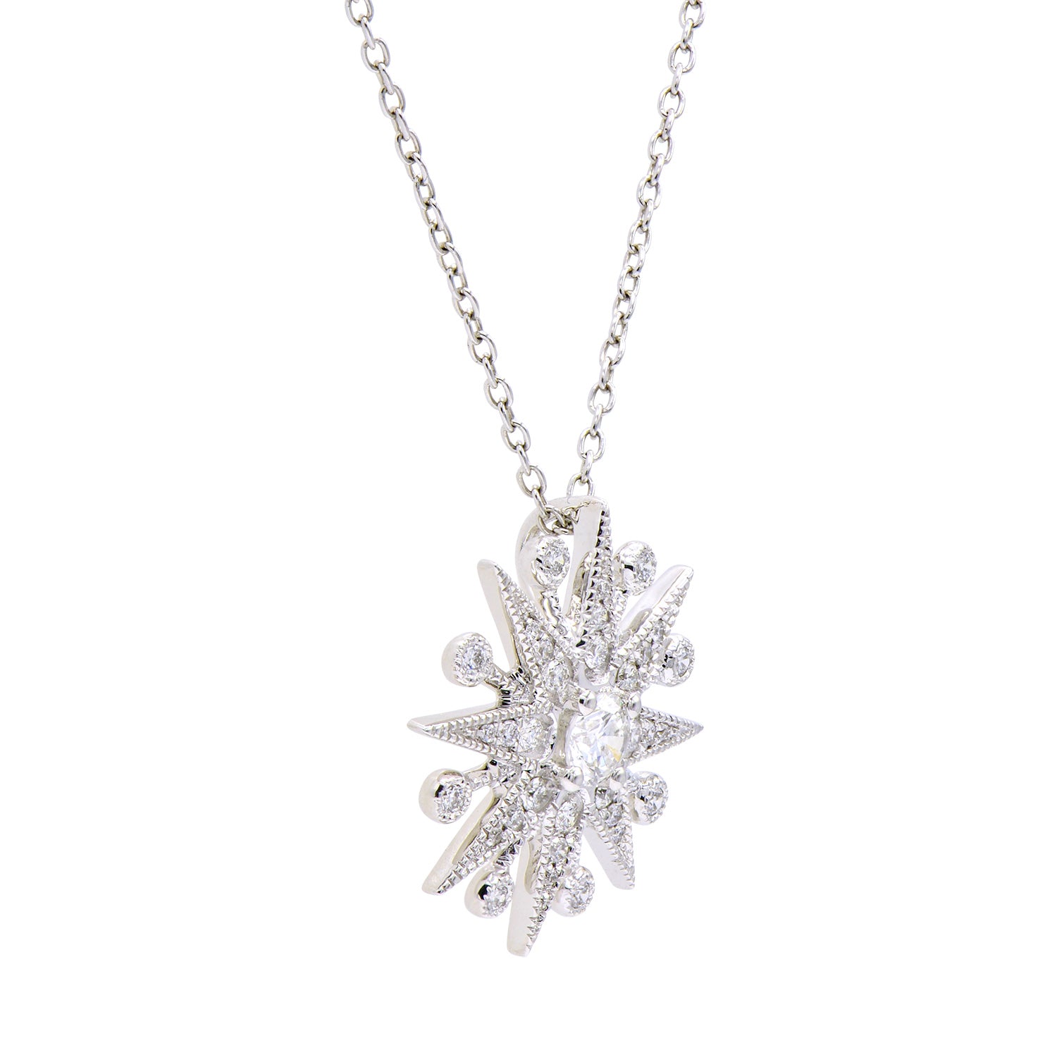 18K White Gold Diamond Pendant, 0.48ct
