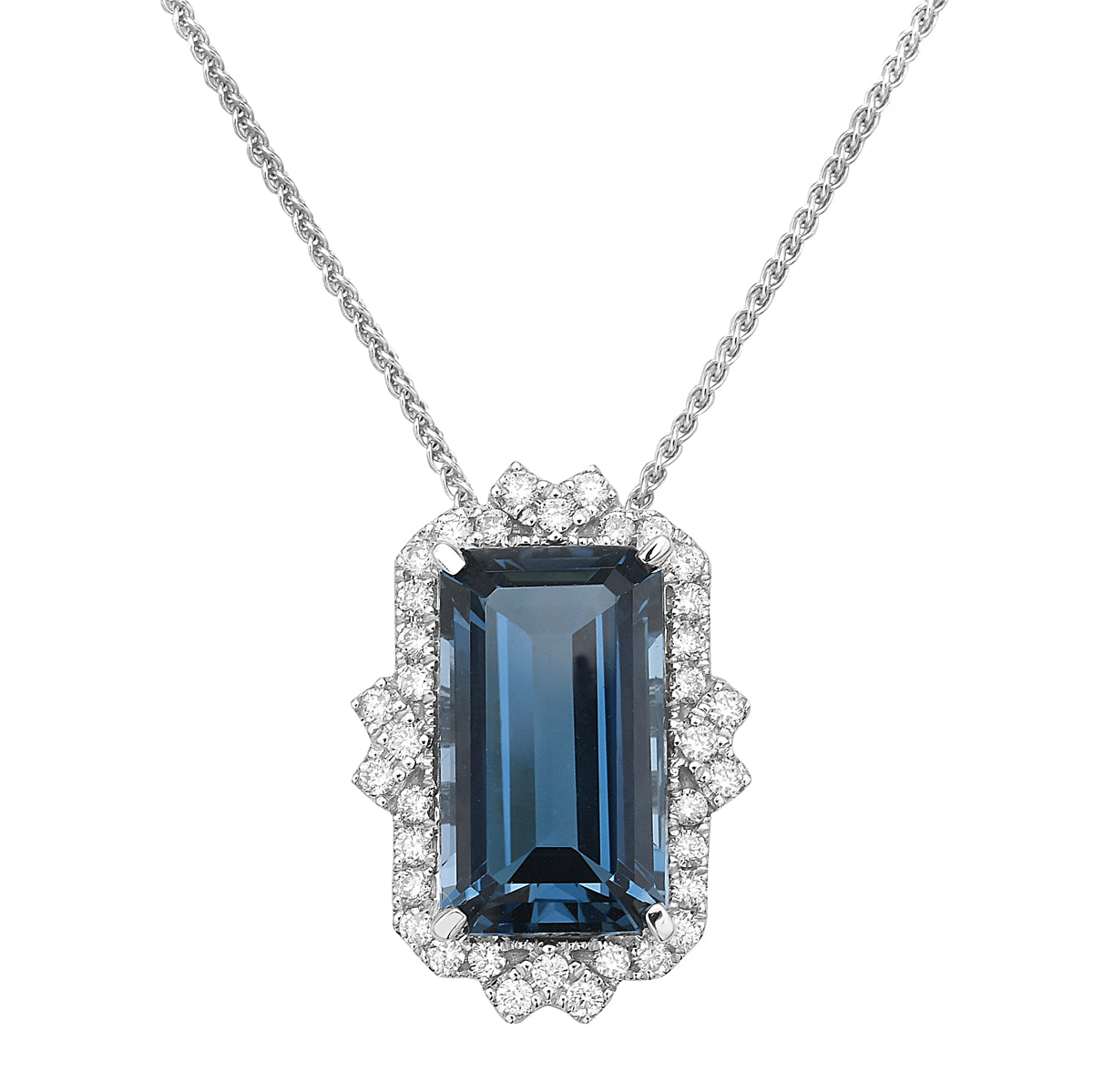 14K White Gold London Blue Topaz Pendant, 4.28ct