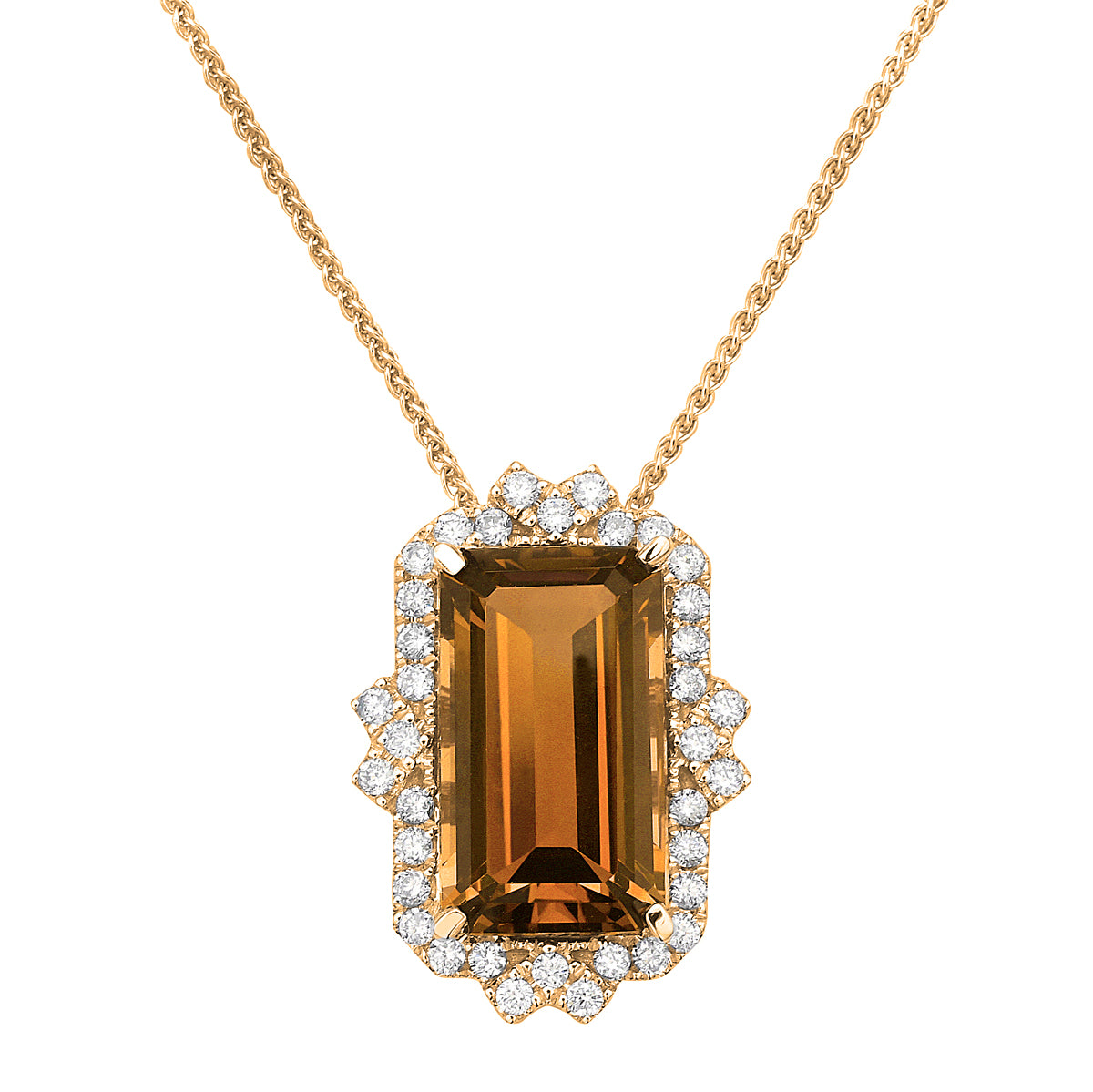 P090003Y-CIT - Pendant 14KY/1.9G 1CIT-3.13CT 36RD-0.24CT Citrin