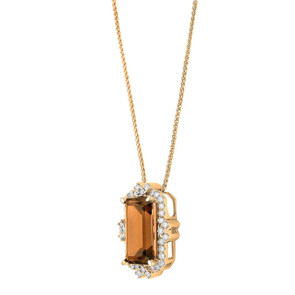 P090003Y-CIT - Pendant 14KY/1.9G 1CIT-3.13CT 36RD-0.24CT Citrin
