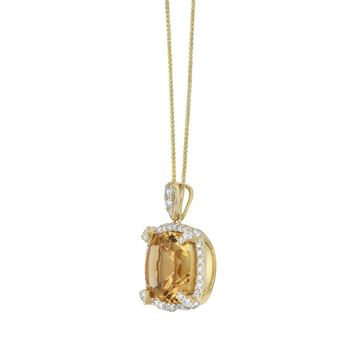 Pendant 14KY/3.5G 1CIT-10.34CT 43RD-0.82CT (14mm) Citrin