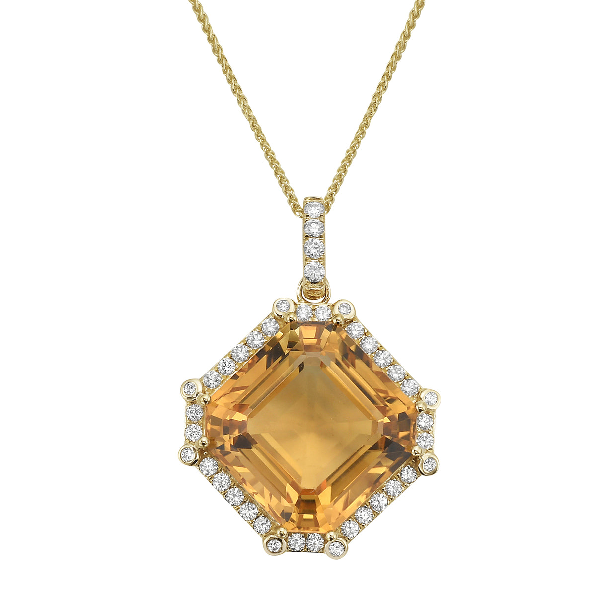 P090018Y-CIT - Pendant 14KY/2.7G1CIT-12.77CT 39RD-0.44CT Citrine