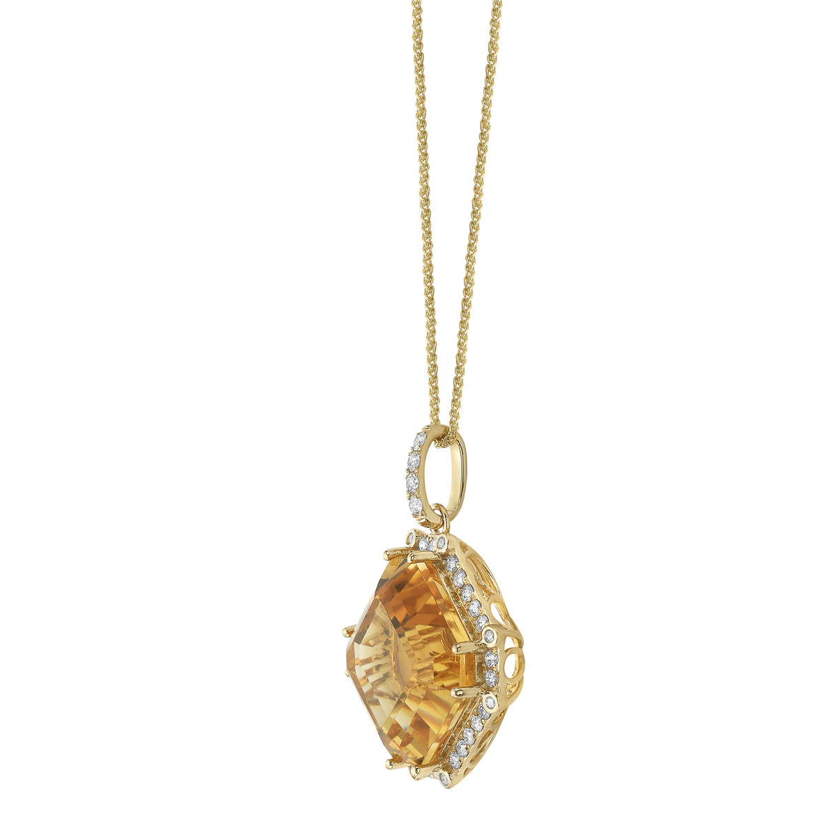 P090018Y-CIT - Pendant 14KY/2.7G1CIT-12.77CT 39RD-0.44CT Citrine