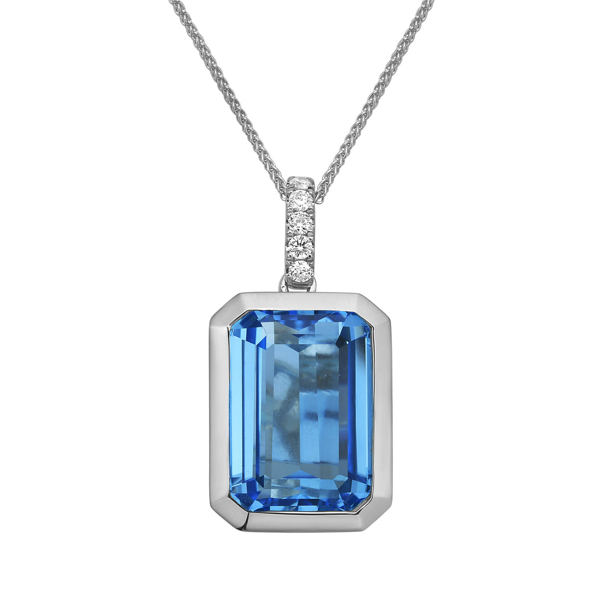 14K White Gold Sky Blue Topaz Pendant, 8.73ct