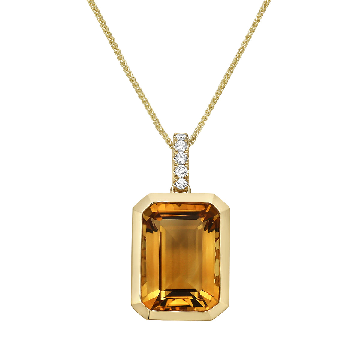 P090022Y-CIT - Pendant 14KY/3.1G 1CIT-7.03CT 5RD-0.09CT Citrine