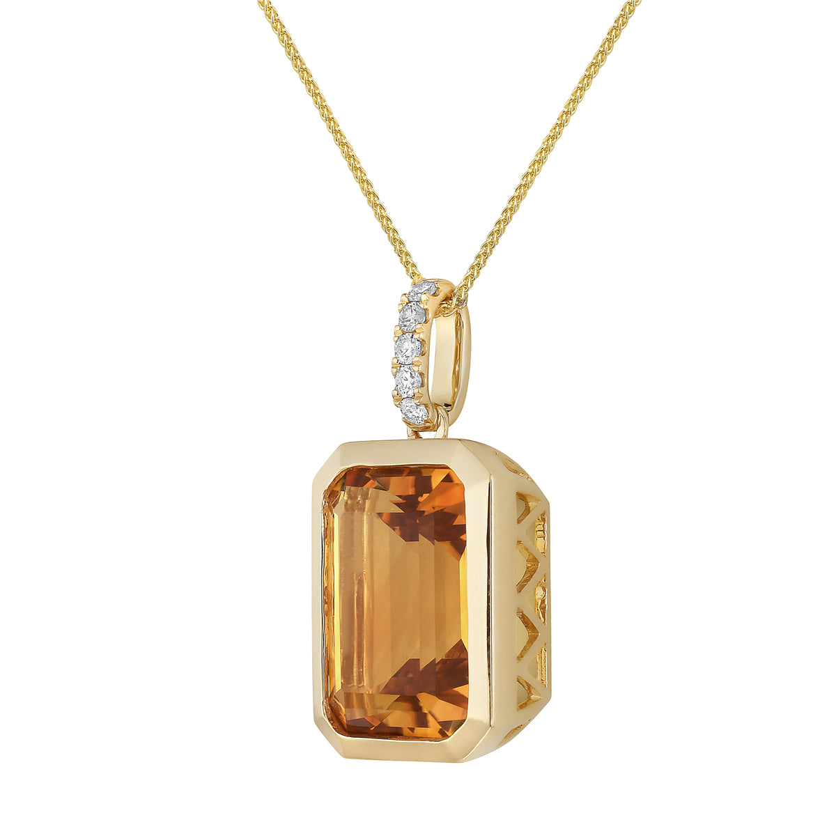 P090022Y-CIT - Pendant 14KY/3.1G 1CIT-7.03CT 5RD-0.09CT Citrine