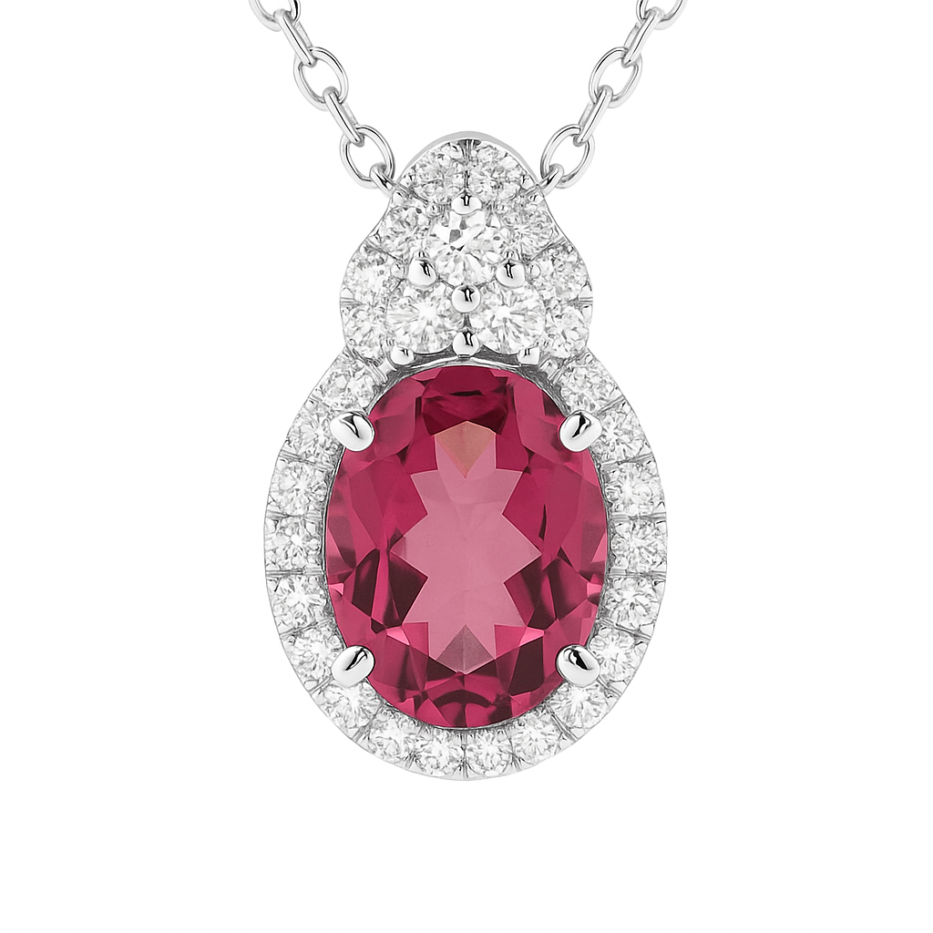 14K White Gold Pink Tourmaline Pendant, 1.77ct
