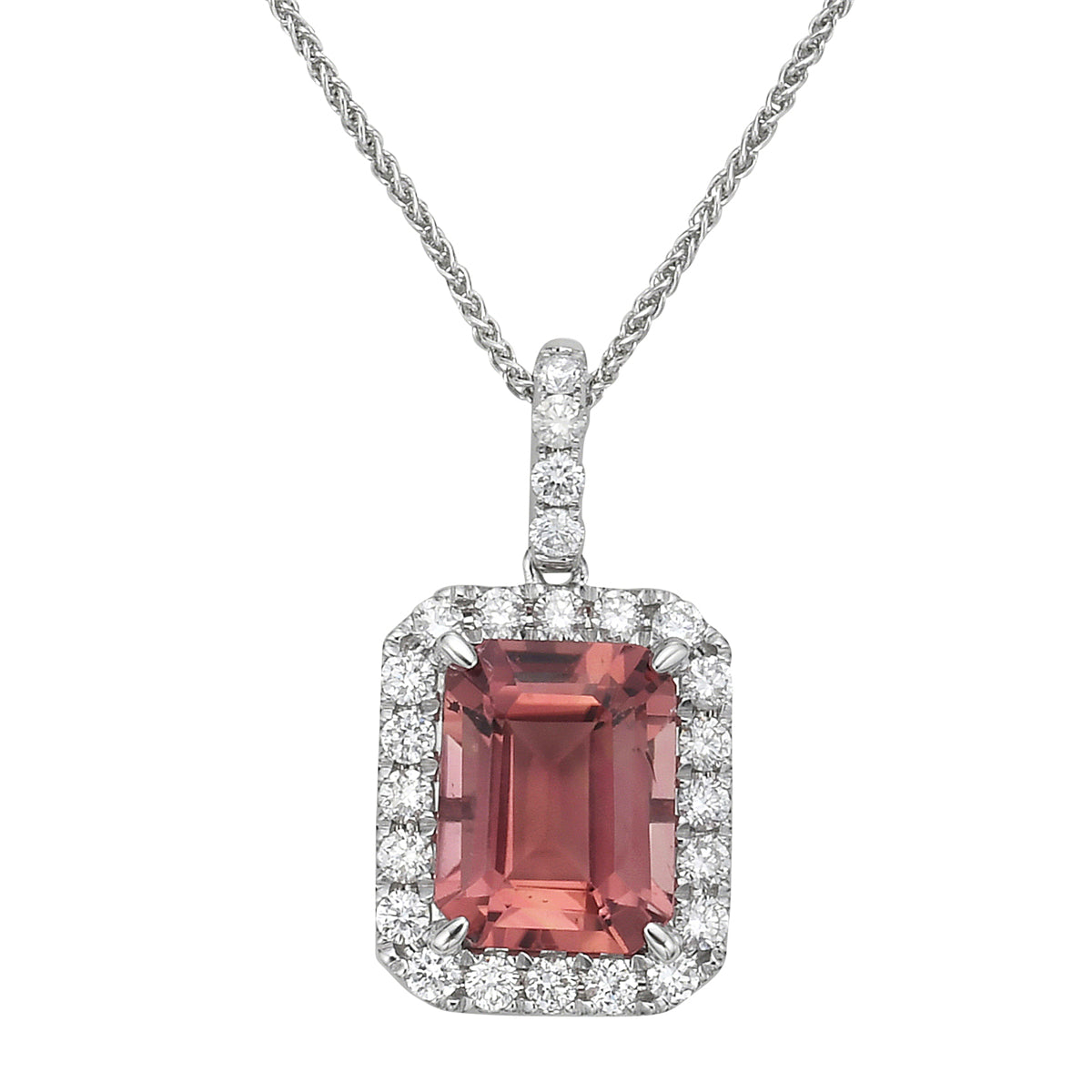 P090042-PT - Pendant 14KW/1.3G 1PT-2.31CT 24RD-0.38CT Pink Tourmaline