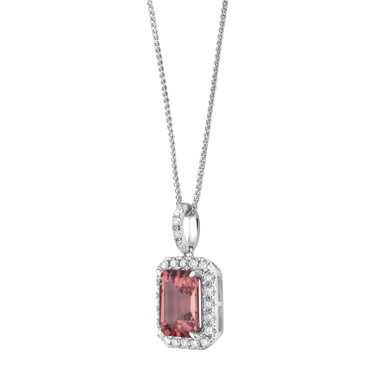 14K White Gold Pink Tourmaline Pendant, 2.31ct