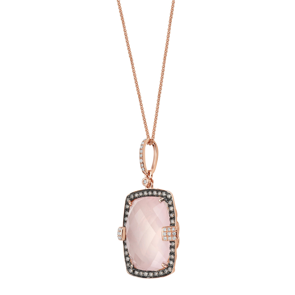P090049R-RQ - 14KR-2.27G 27d-0.09ct 1RQ-14.18ct 36BR.D-0.30ct Rose Quartz