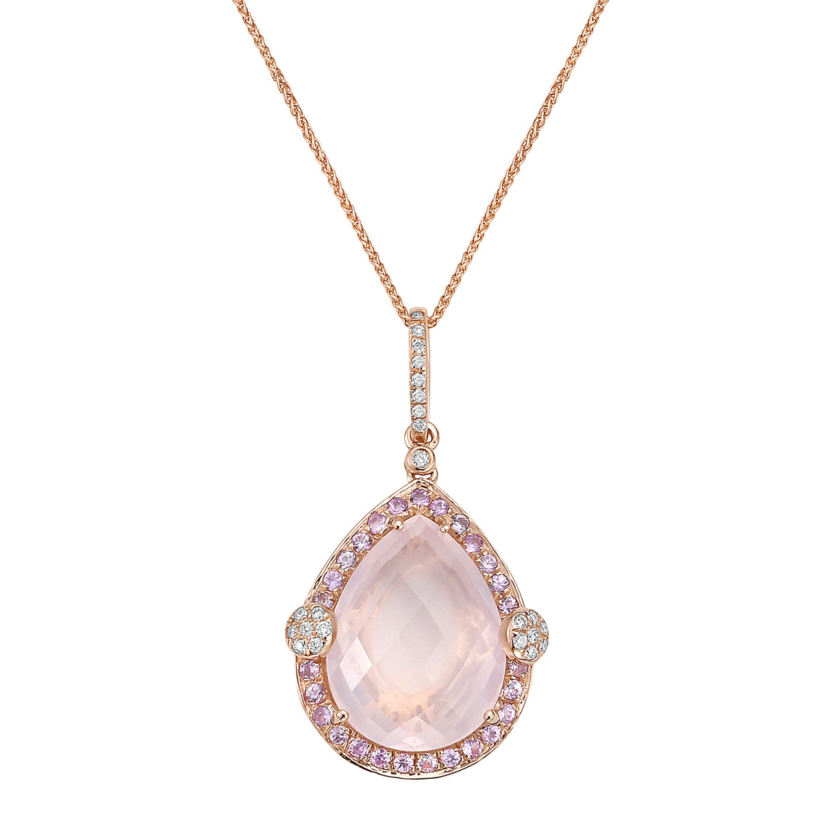 P090051R-RQ - 14KR-2.16G 27PS-0.37ct 23D-0.11ct 1RQ-7.56ct Rose Quartz