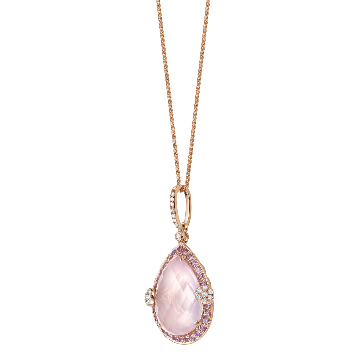 P090051R-RQ - 14KR-2.16G 27PS-0.37ct 23D-0.11ct 1RQ-7.56ct Rose Quartz