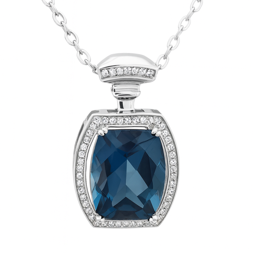14K White Gold London Blue Topaz Pendant, 3.75ct