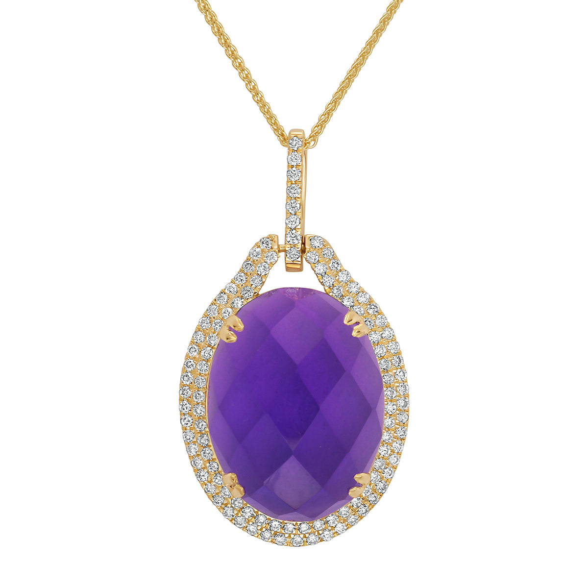 P090054Y-AME - Pendant 14KY/2.2G 1AME-7.59CT 109RD-0.33CT Amethyst