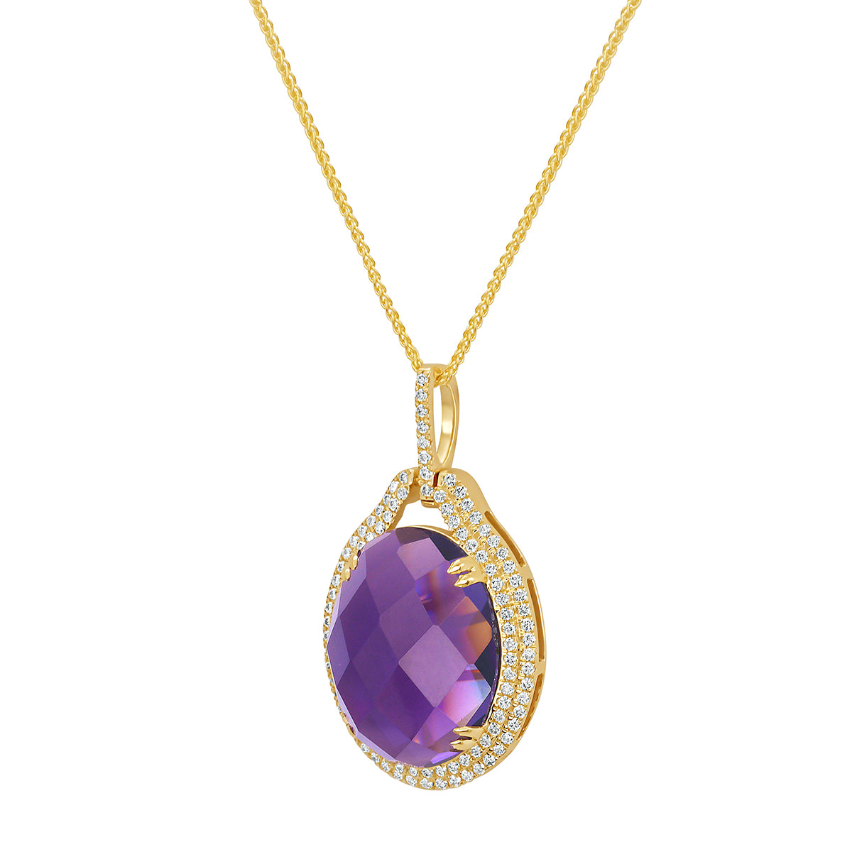 P090054Y-AME - Pendant 14KY/2.2G 1AME-7.59CT 109RD-0.33CT Amethyst