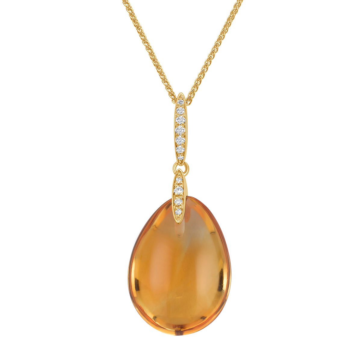 P090057Y-CIT - Pendant 14KY/0.5G 1CIT-10.98CT 11RD-0.05CT Citrin