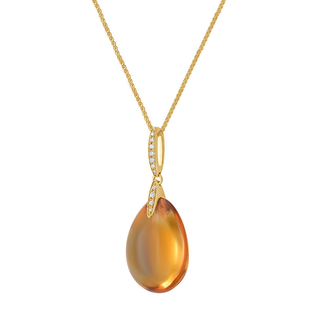 P090057Y-CIT - Pendant 14KY/0.5G 1CIT-10.98CT 11RD-0.05CT Citrin