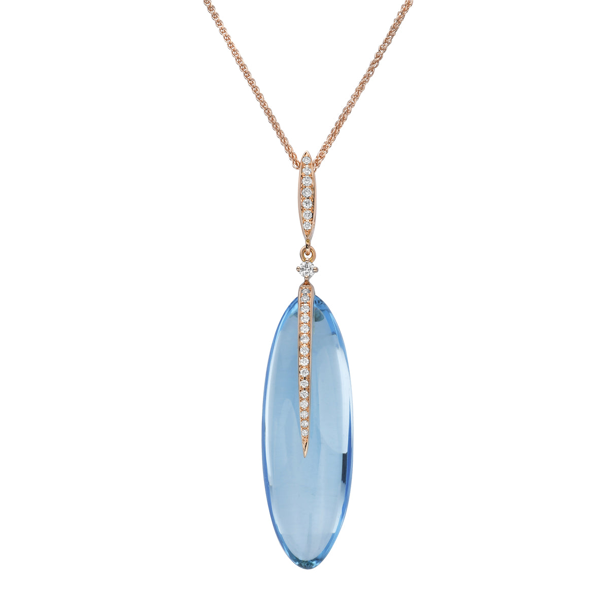 18K Rose Gold Sky Blue Topaz Pendant, 19.72ct