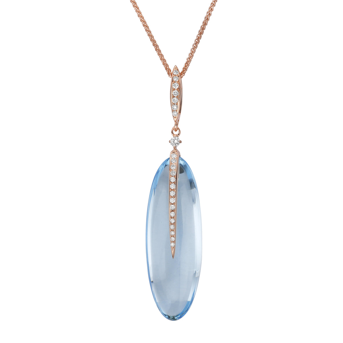 18K Rose Gold Sky Blue Topaz Pendant, 19.72ct