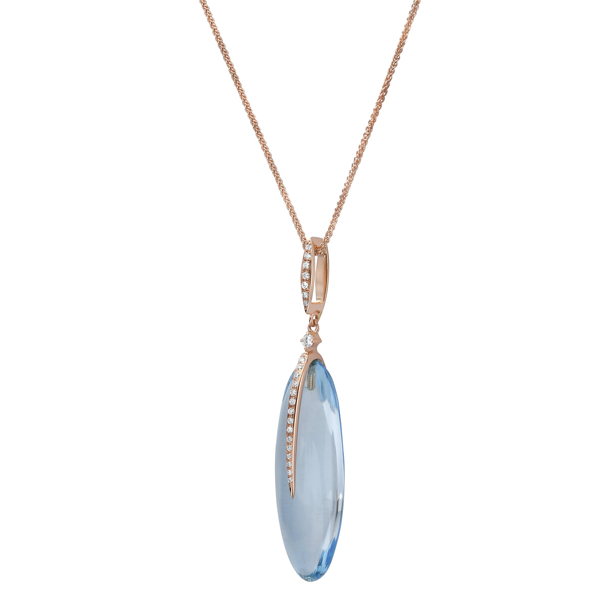 P090058W-SBT - Pendant 14KW/0.9G 1SBT-19.11CT 23RD-0.10CT Sky Blue Topaz