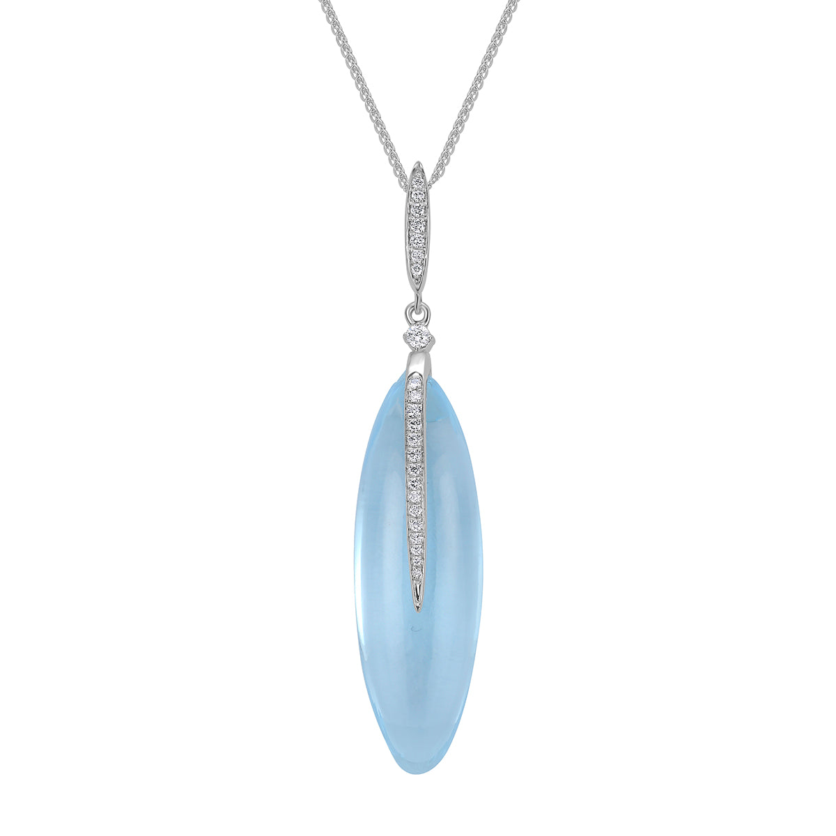 P090058W-SBT - Pendant 14KW/0.9G 1SBT-19.11CT 23RD-0.10CT Sky Blue Topaz