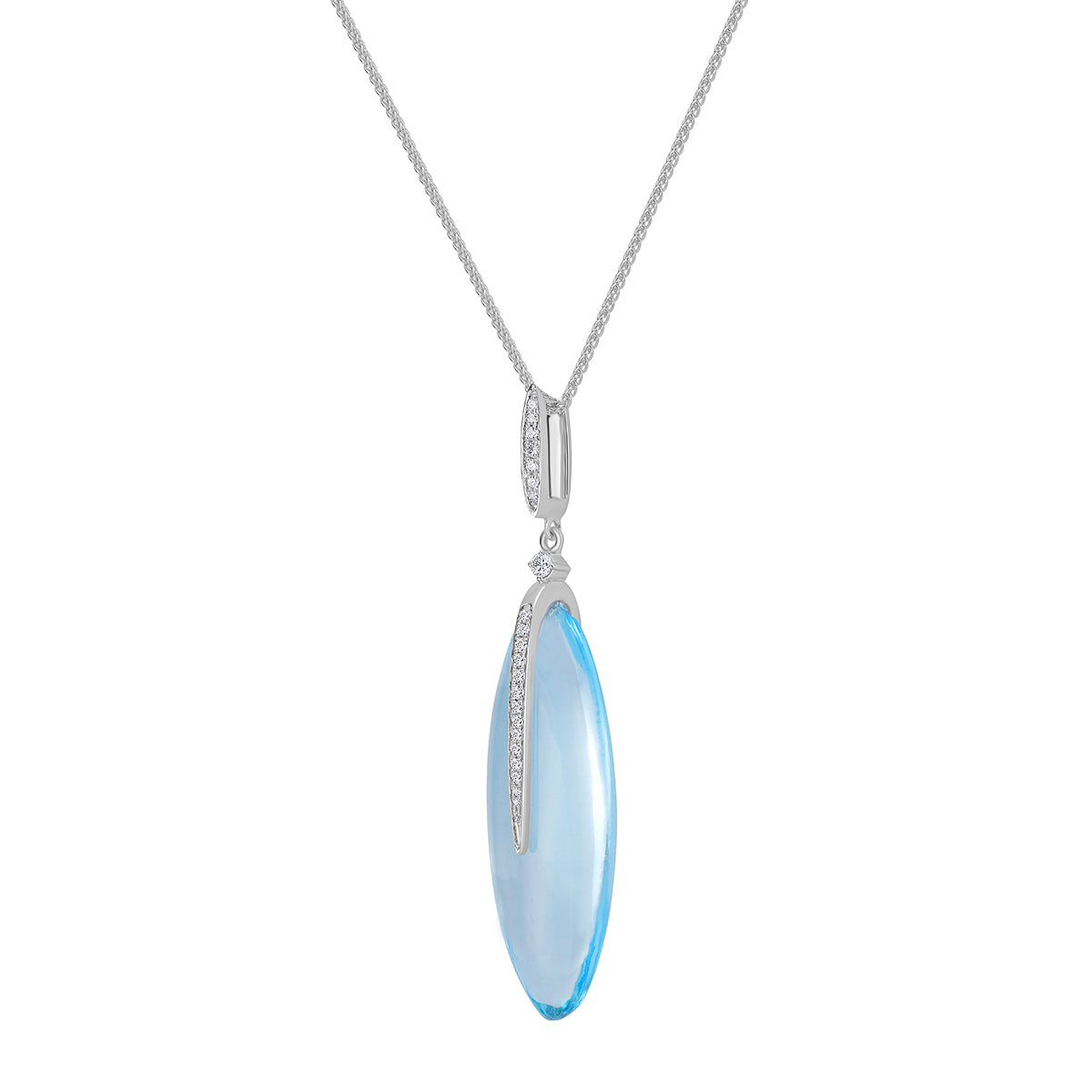 P090058W-SBT - Pendant 14KW/0.9G 1SBT-19.11CT 23RD-0.10CT Sky Blue Topaz