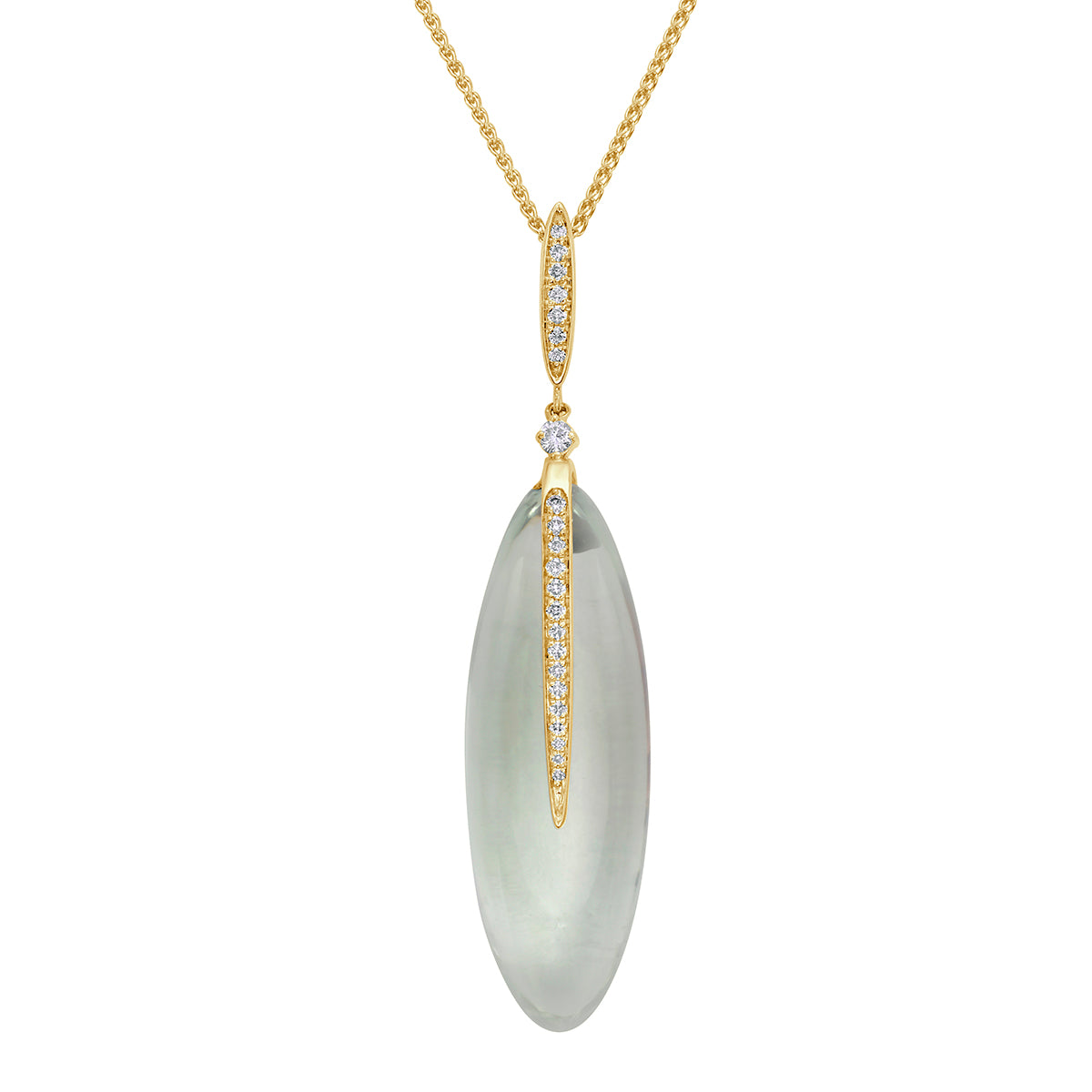 P090058Y-G.AME - Pendant 14KY/0.9G 1G.AME-15.70CT 23RD-0.09CT Green Amethyst