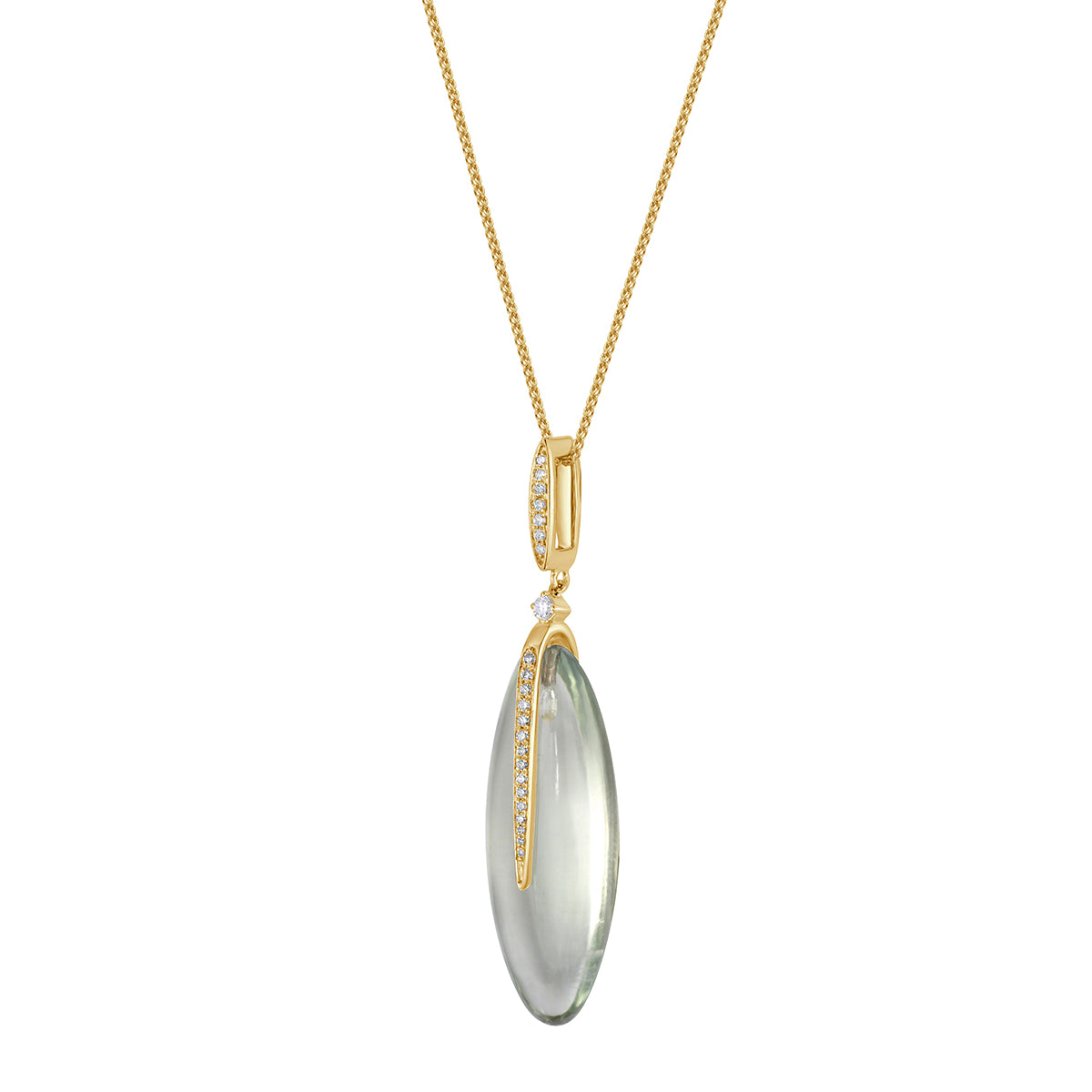 P090058Y-G.AME - Pendant 14KY/0.9G 1G.AME-15.70CT 23RD-0.09CT Green Amethyst