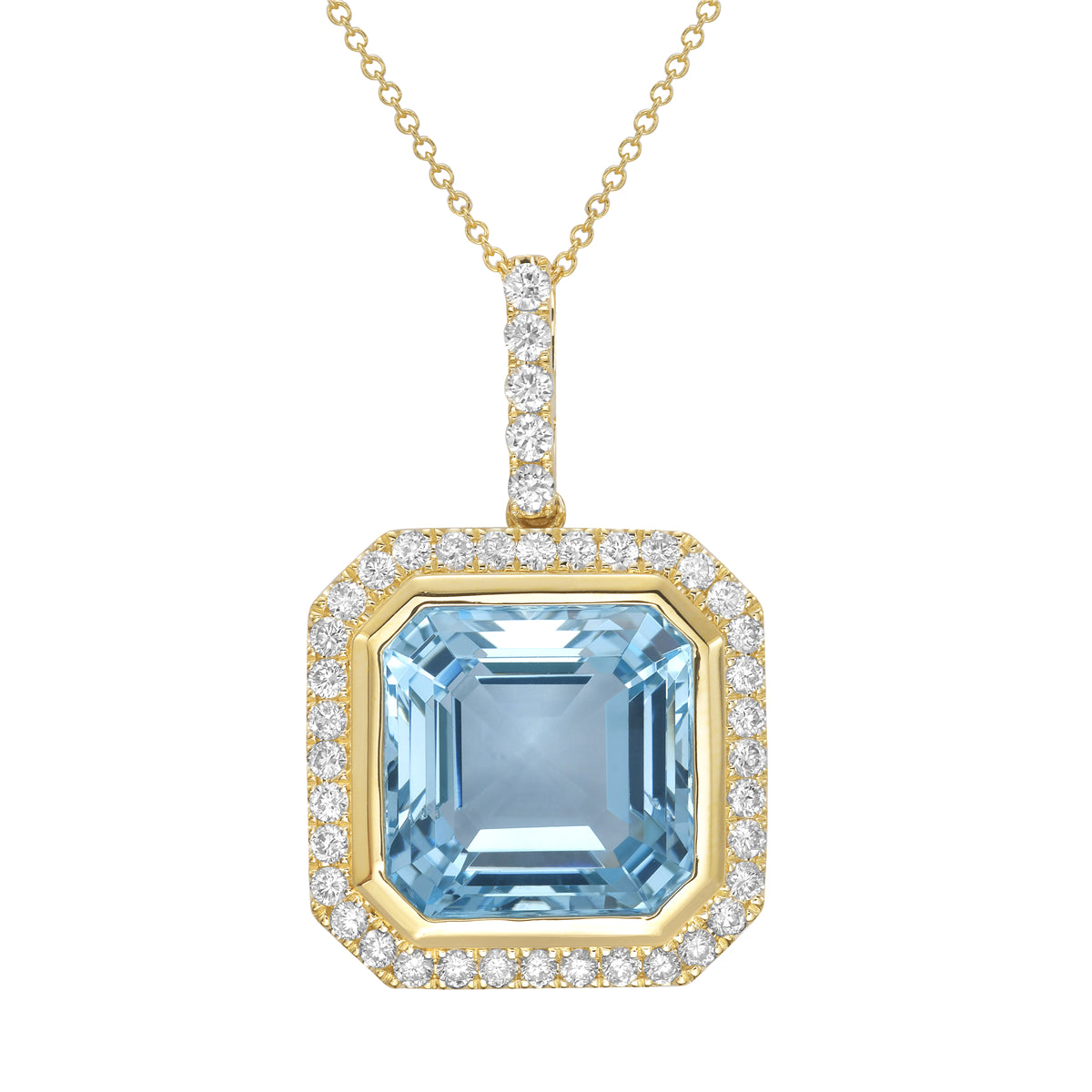 14K Yellow Gold Sky Blue Topaz Pendant, 17.59ct