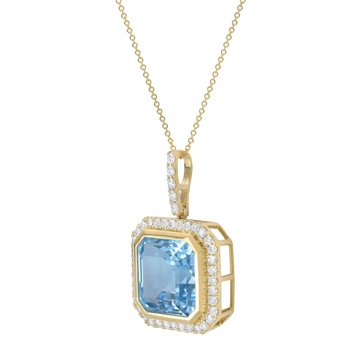 14K Yellow Gold Sky Blue Topaz Pendant, 17.59ct