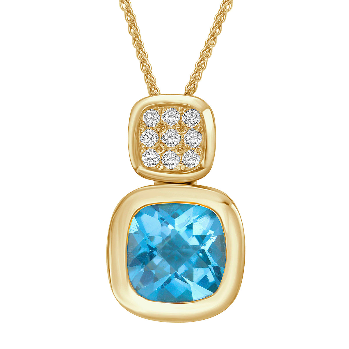 14K Yellow Gold Swiss Blue Topaz Pendant, 0.54ct