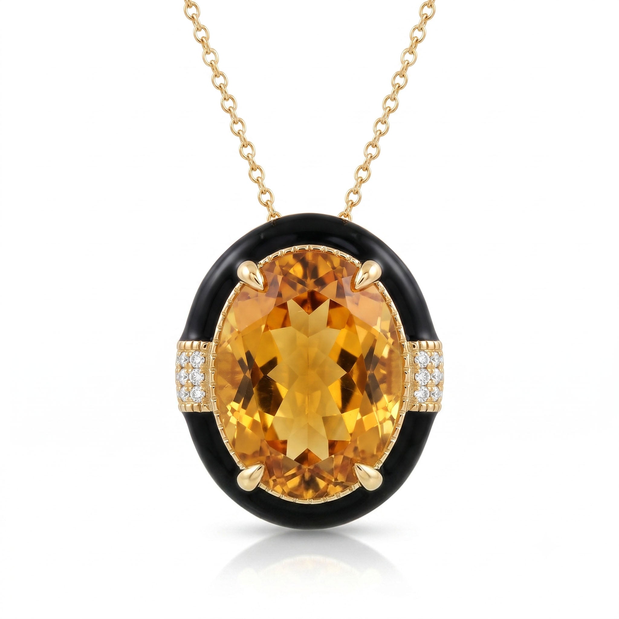 P090083Y-CIT - Pendant 14KY/3G 1CIT-6.74CT 18RD-0.06CT Citrin